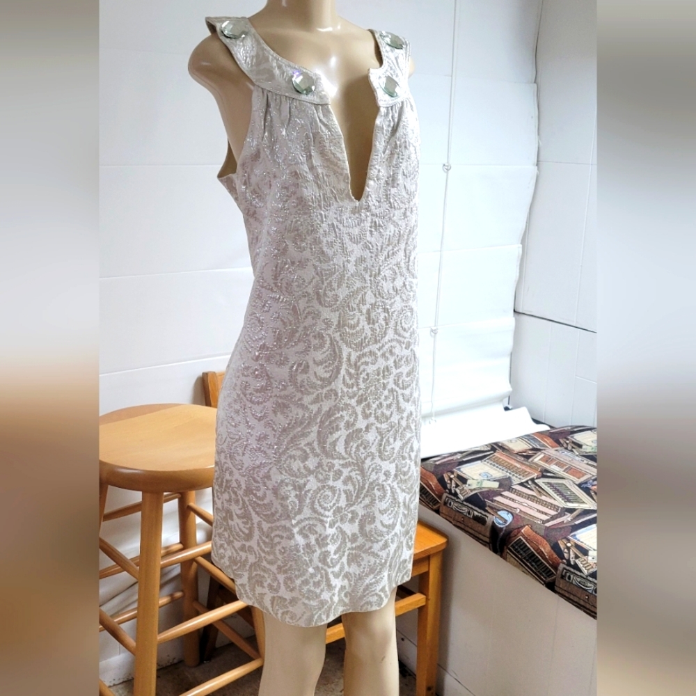 Steve Madden Dress Silver on White Sz 6